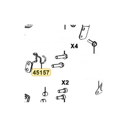 KYMCO Brake Hose Left Clip 45157-AGJ5-E00, part location on the factory exploded-view diagram