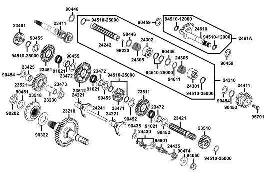 Clip Drum Shaft — 94611-PWB1-900 — KYMCO exploded-view diagram