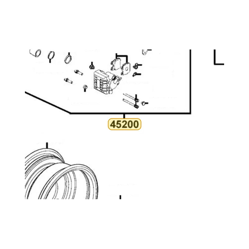 KYMCO Front Left Caliper Assembly 45200-LBA7-600, part location on the factory exploded-view diagram