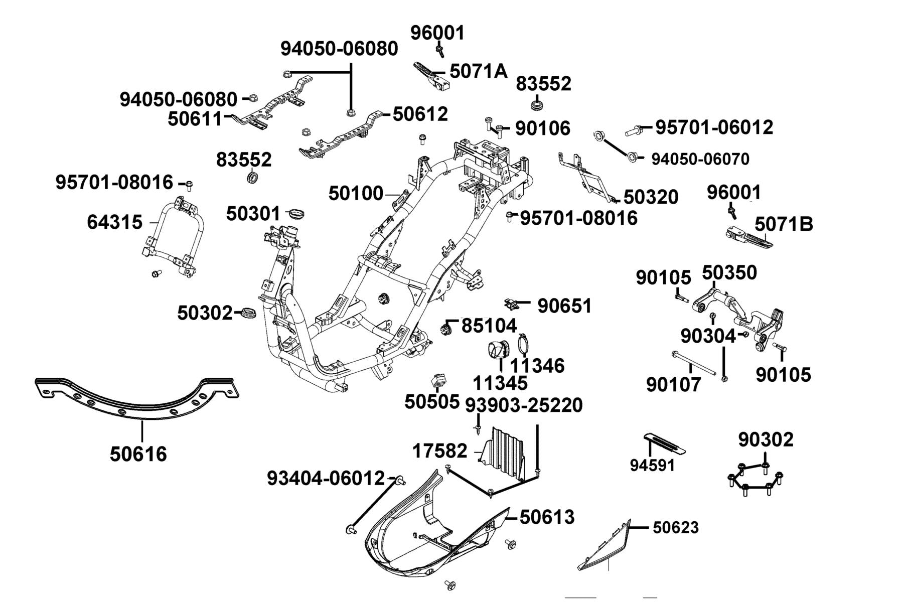 Clip 2*70 — 94591-KFBF-C00 — KYMCO exploded-view diagram