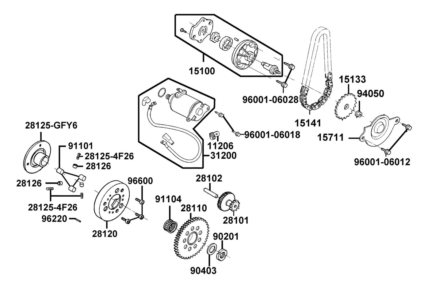 Brg Needle 28*32*17 — 91104-GY6-9020-M1 — KYMCO exploded-view diagram