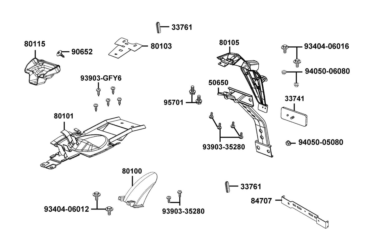 KYMCO Rear Fender exploded-view diagram, K-Pipe 125