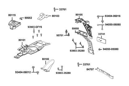 KYMCO Rear Fender exploded-view diagram, K-Pipe 125