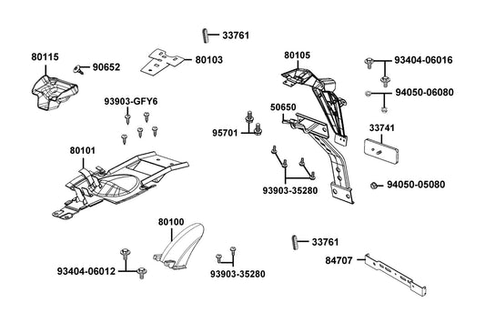 Clip Mudguard — 90652-LFB5-C00 — KYMCO exploded-view diagram