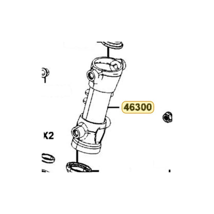 KYMCO Side Pipe Complete Right 46300-AGJ5-305, part location on the factory exploded-view diagram