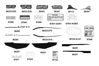 KYMCO Emblem and Stripe exploded-view diagram, Super 8 50