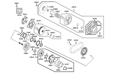 Clip 43mm — 94601-ALE8-E00 — KYMCO exploded-view diagram