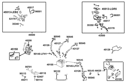 KYMCO Brake Master Cylinder exploded-view diagram, Like 150i ABS