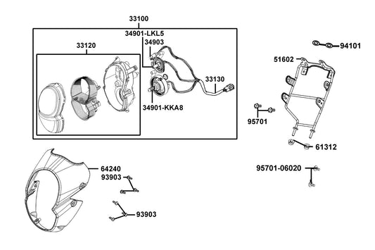 Stay Head Light — 51602-LKL5-E30 — KYMCO exploded-view diagram