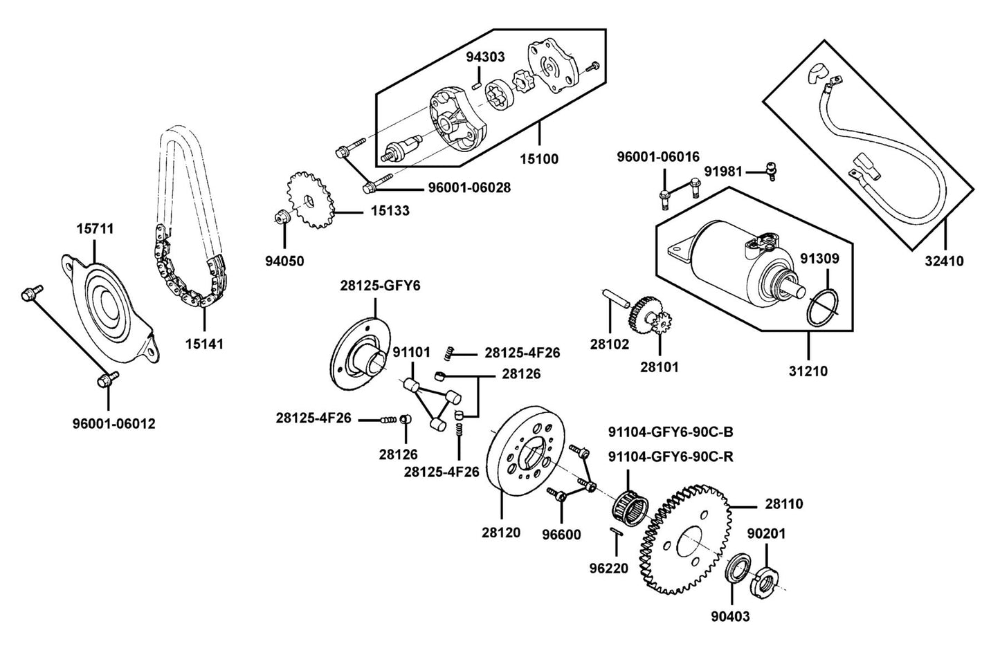 Brg Needle 28X32X17 red(0~-0.002) — 91104-GFY6-90C-R — KYMCO exploded-view diagram