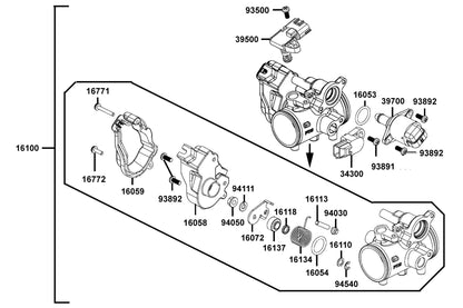 KYMCO Throttle Body Assy exploded-view diagram, UXV 450
