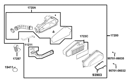 Duct Air/c Cover — 17257-LDC8-E00 — KYMCO exploded-view diagram