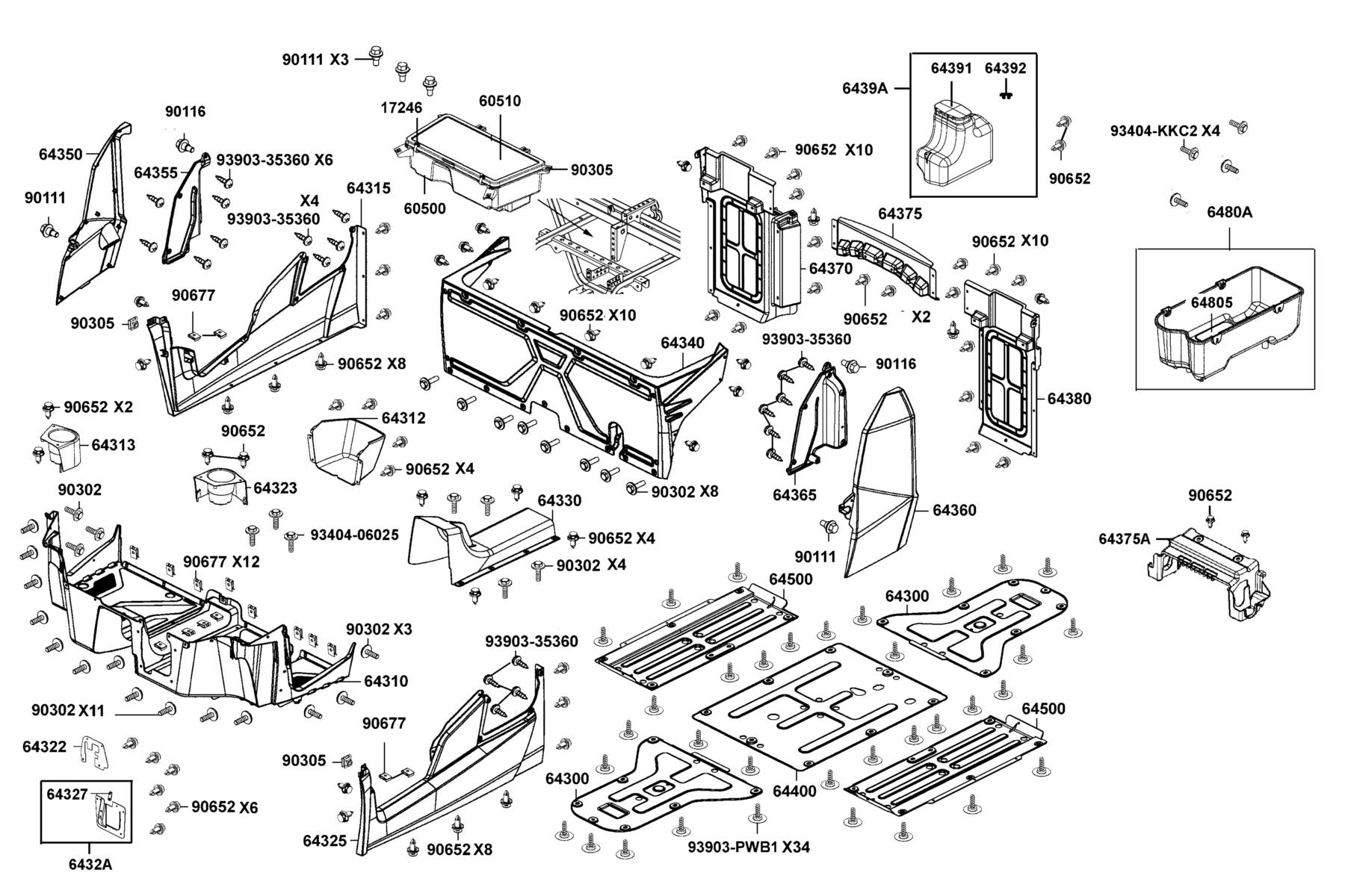 Box Assy Luggage (black) — 6480A-ALE8-E00-N1R — KYMCO exploded-view diagram