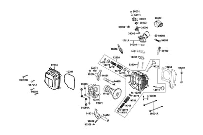 KYMCO Cylinder Head Cover and Cylinder Head exploded-view diagram, MONGOOSE 110