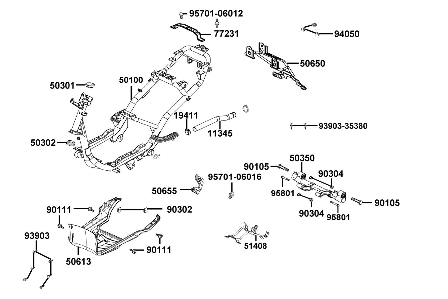 Body Comp Frame — 50100-ADA9-M30 — KYMCO exploded-view diagram