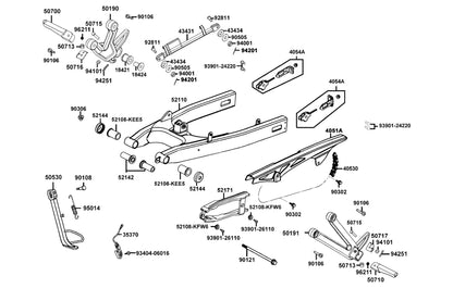 KYMCO Rear Fork, Step and Chain Case exploded-view diagram, Quannon 150