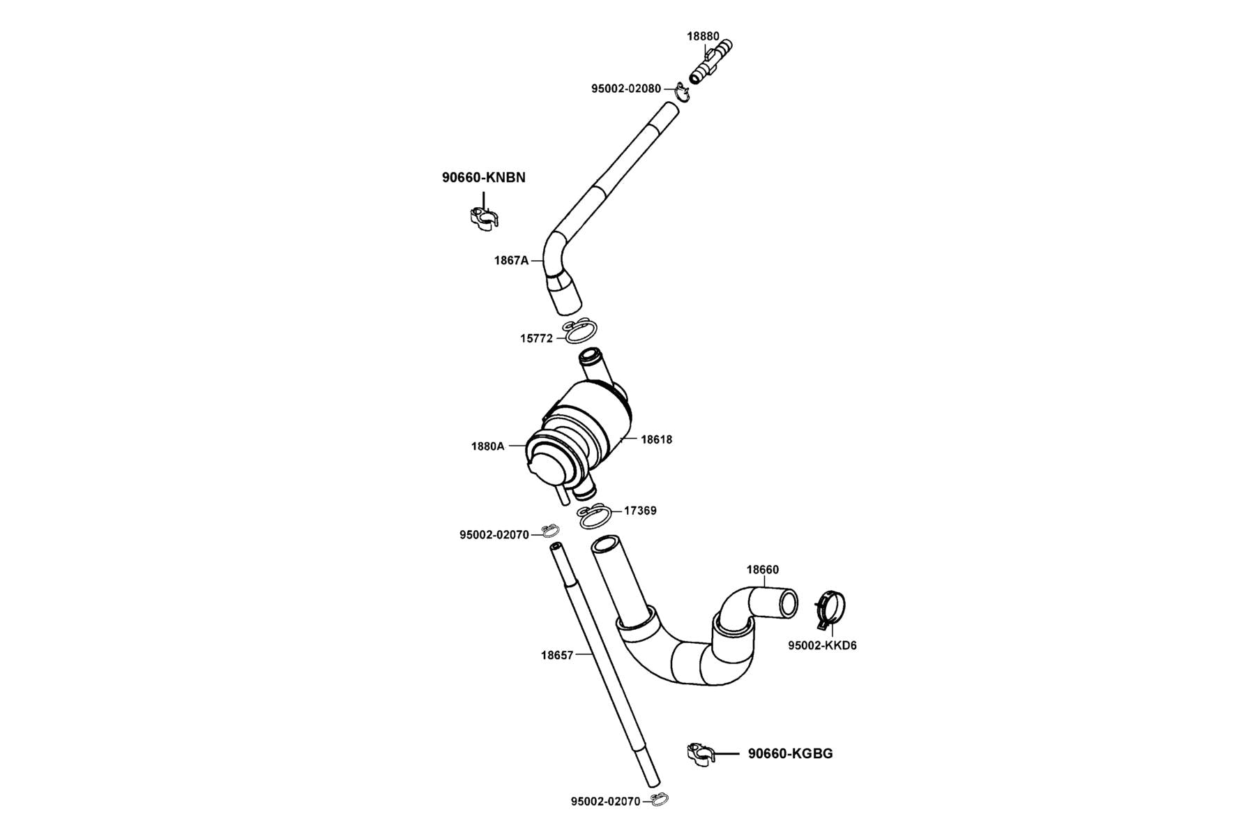 Clip B8 Tube — 95002-02080 — KYMCO exploded-view diagram