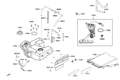 Tank, Fuel — 17500-AGA8-M00 — KYMCO exploded-view diagram
