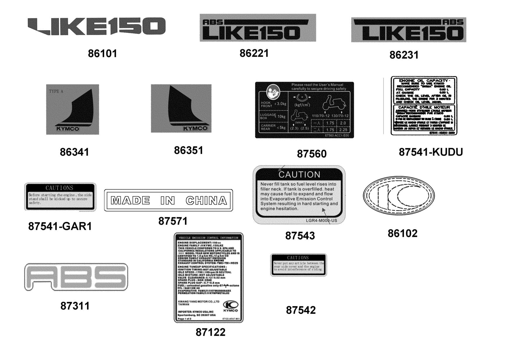 Stripe Mark Abs — 87311-ABD2-C00-T02 — KYMCO exploded-view diagram