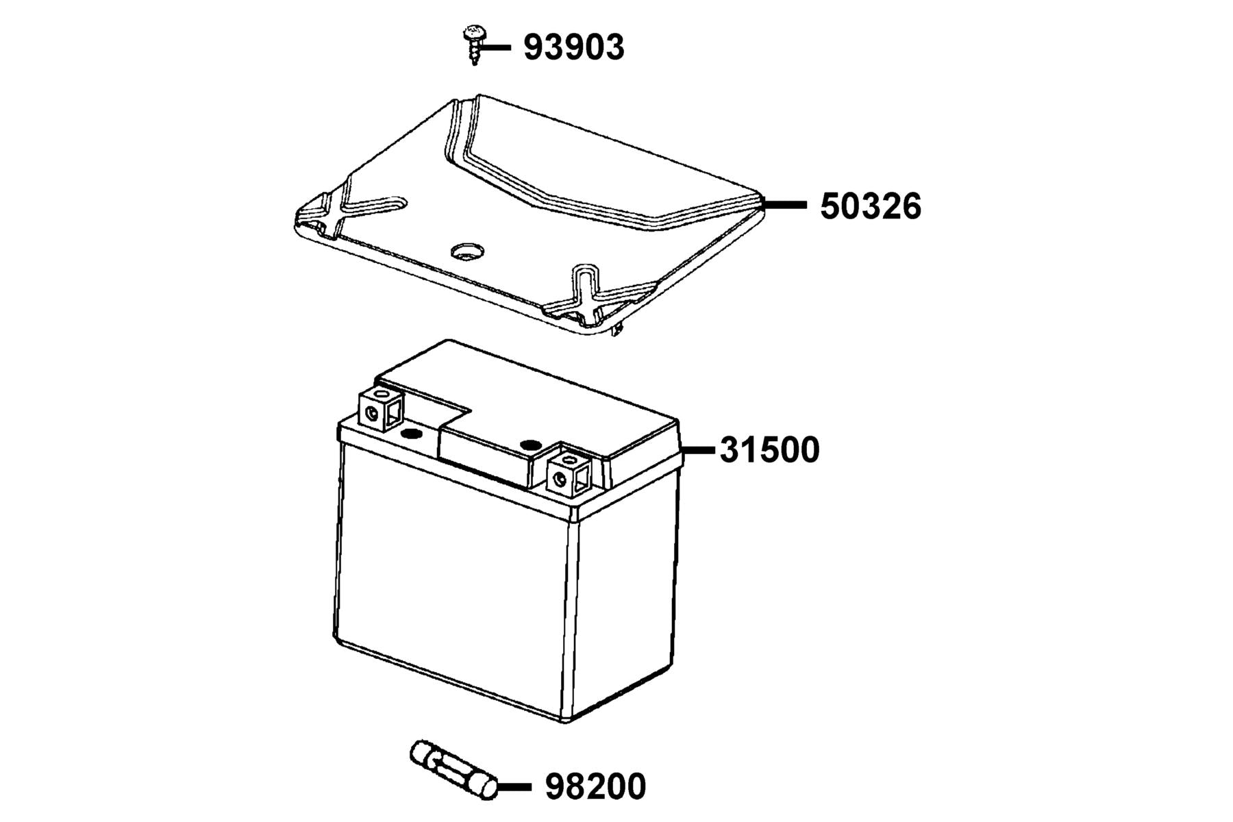 KYMCO Battery exploded-view diagram, Agility 50