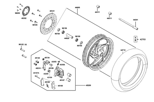 Tire Assy FR(120/70-15 56S) — 44710-LKF5-E00 — KYMCO exploded-view diagram