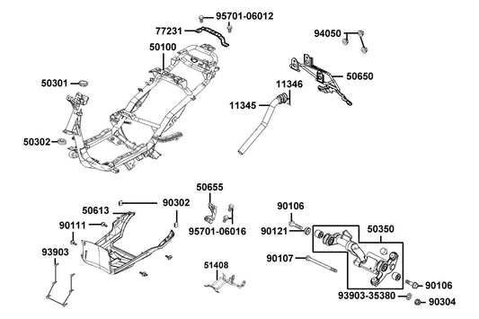"body Comp.. Frame" — 50100-ADB1-M30 — KYMCO exploded-view diagram