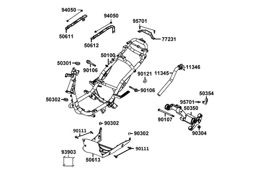 Body Comp Frame — 50100-LDF7-M30 — KYMCO exploded-view diagram