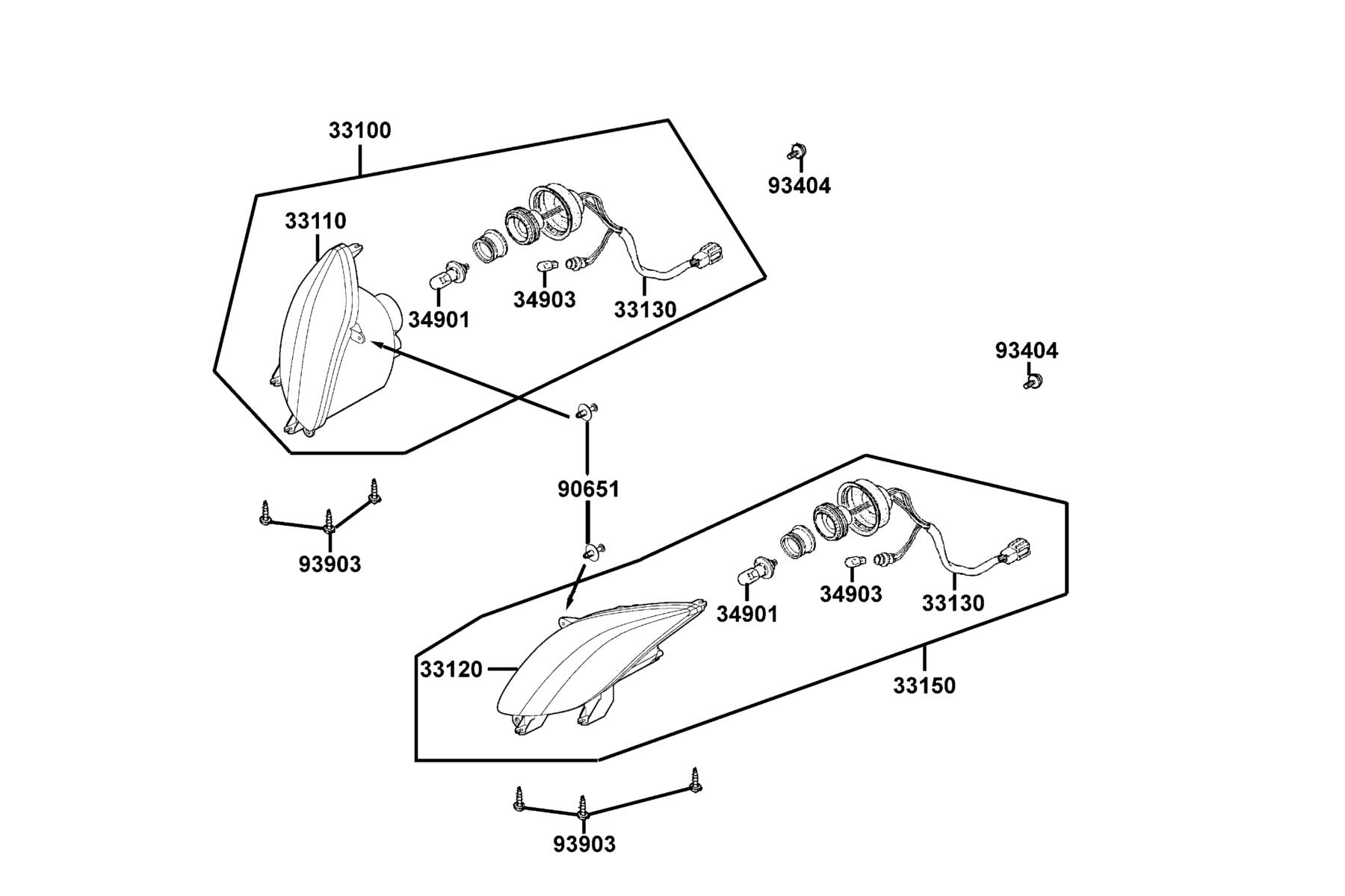 Light Assy R Head — 33100-LCA5-E00 — KYMCO exploded-view diagram