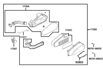 Duct Air/c Cover — 17257-LDC8-E00 — KYMCO exploded-view diagram