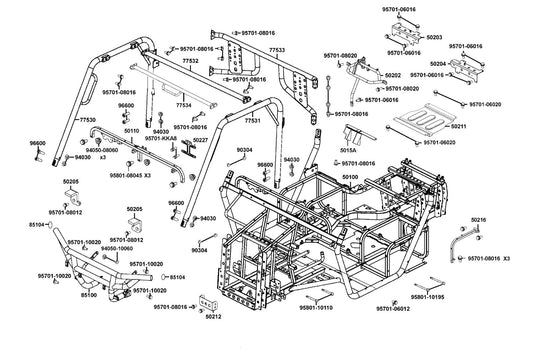 Cross Pipe Comp Roof — 77532-LEE8-E00 — KYMCO exploded-view diagram