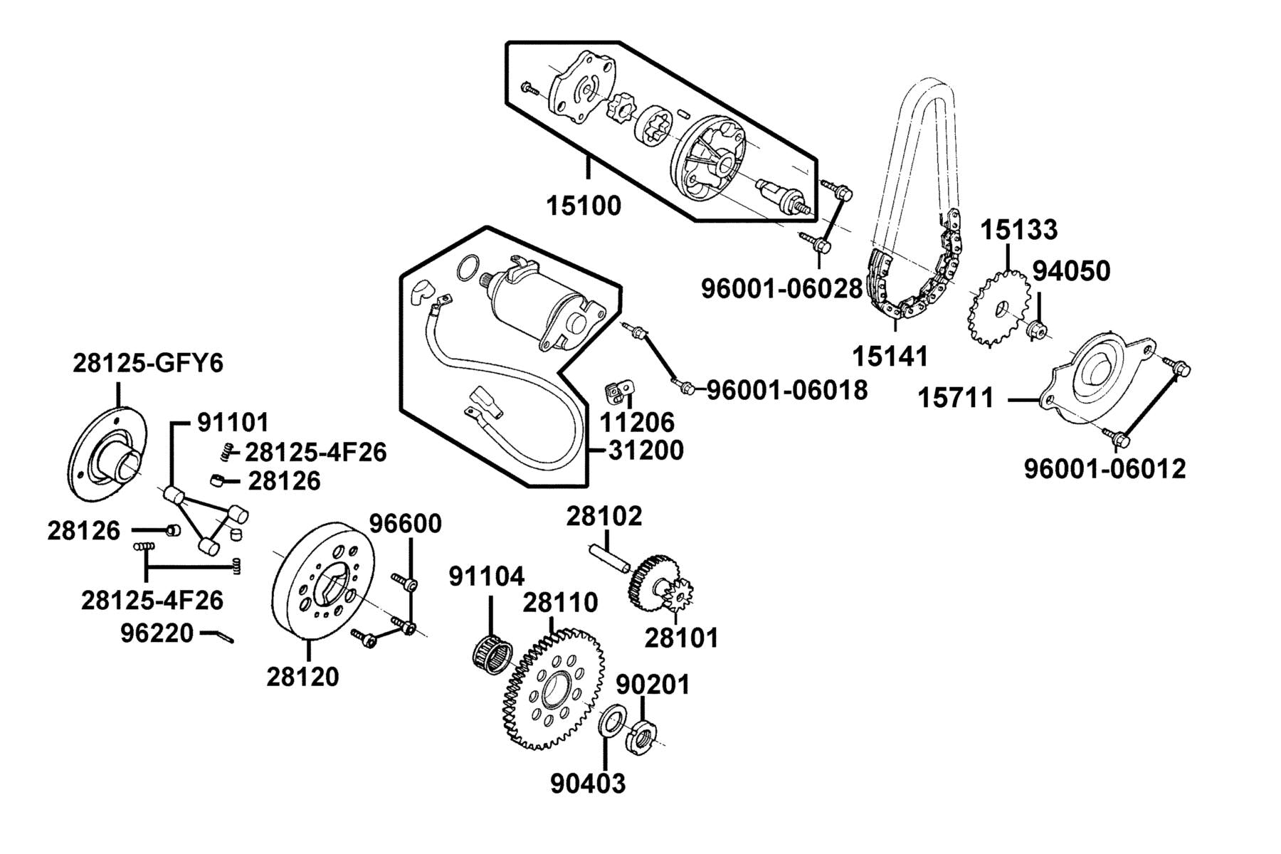 Brg Needle 28*32*17 — 91104-GY6-9020-M1 — KYMCO exploded-view diagram