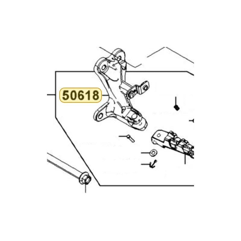 KYMCO Left Pillion Step Bracket 50618-LGC6-E00, part location on the factory exploded-view diagram