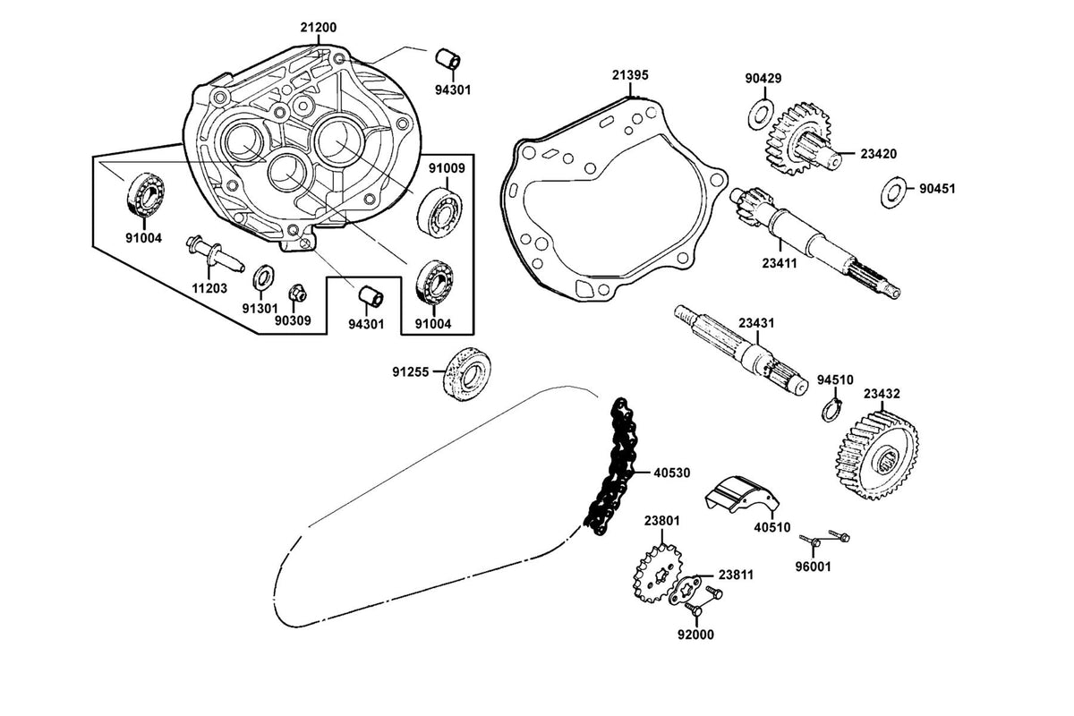 KYMCO Transmission exploded-view diagram, MONGOOSE 90