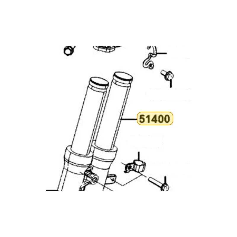 KYMCO Front Right Fork Assembly 51400-AGJ5-E00-NEA, part location on the factory exploded-view diagram