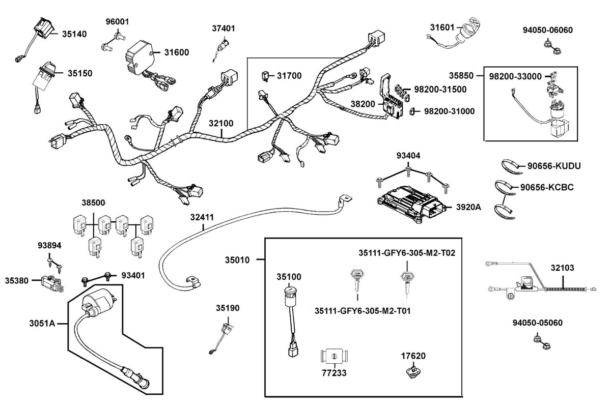 KYMCO Harness Wire exploded-view diagram, UXV 700