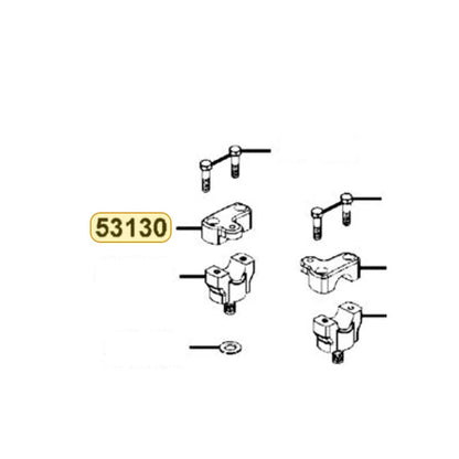 KYMCO Right Handle Pipe Holder 53130-LBD4-900, part location on the factory exploded-view diagram