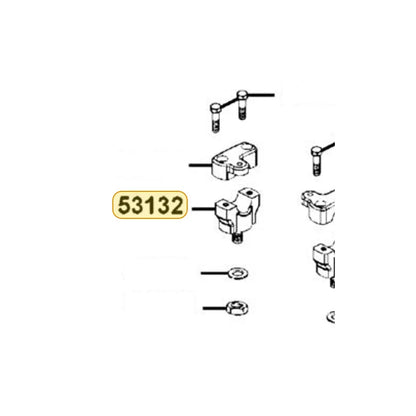 KYMCO Under Handle Pipe Holder 53132-LBD4-900, part location on the factory exploded-view diagram