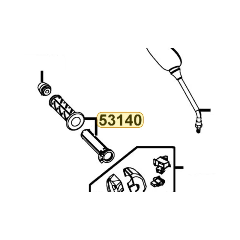 KYMCO Throttle Grip Complete 53140-KNBN-C01-N1R, part location on the factory exploded-view diagram