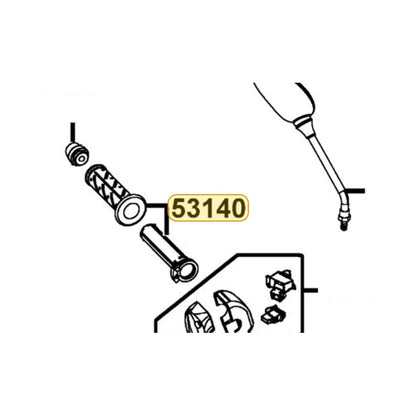 KYMCO Throttle Grip Complete 53140-KNBN-C01-N1R, part location on the factory exploded-view diagram