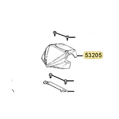 KYMCO Handle Cover 53205-LBD4-900-YUR, part location on the factory exploded-view diagram