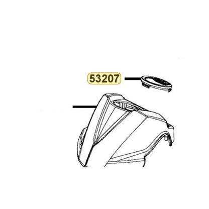KYMCO Handle Cover Lid 53207-LDF3-900-E4R, part location on the factory exploded-view diagram
