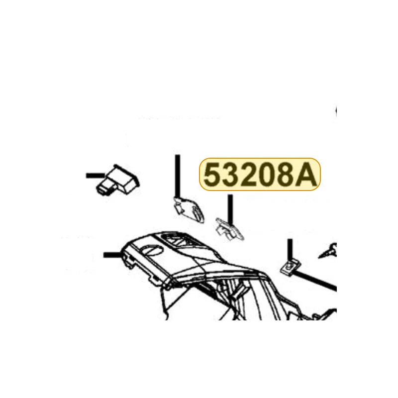 KYMCO Left Side Handle Cover 53208-ACC1-E10-79P, part location on the factory exploded-view diagram
