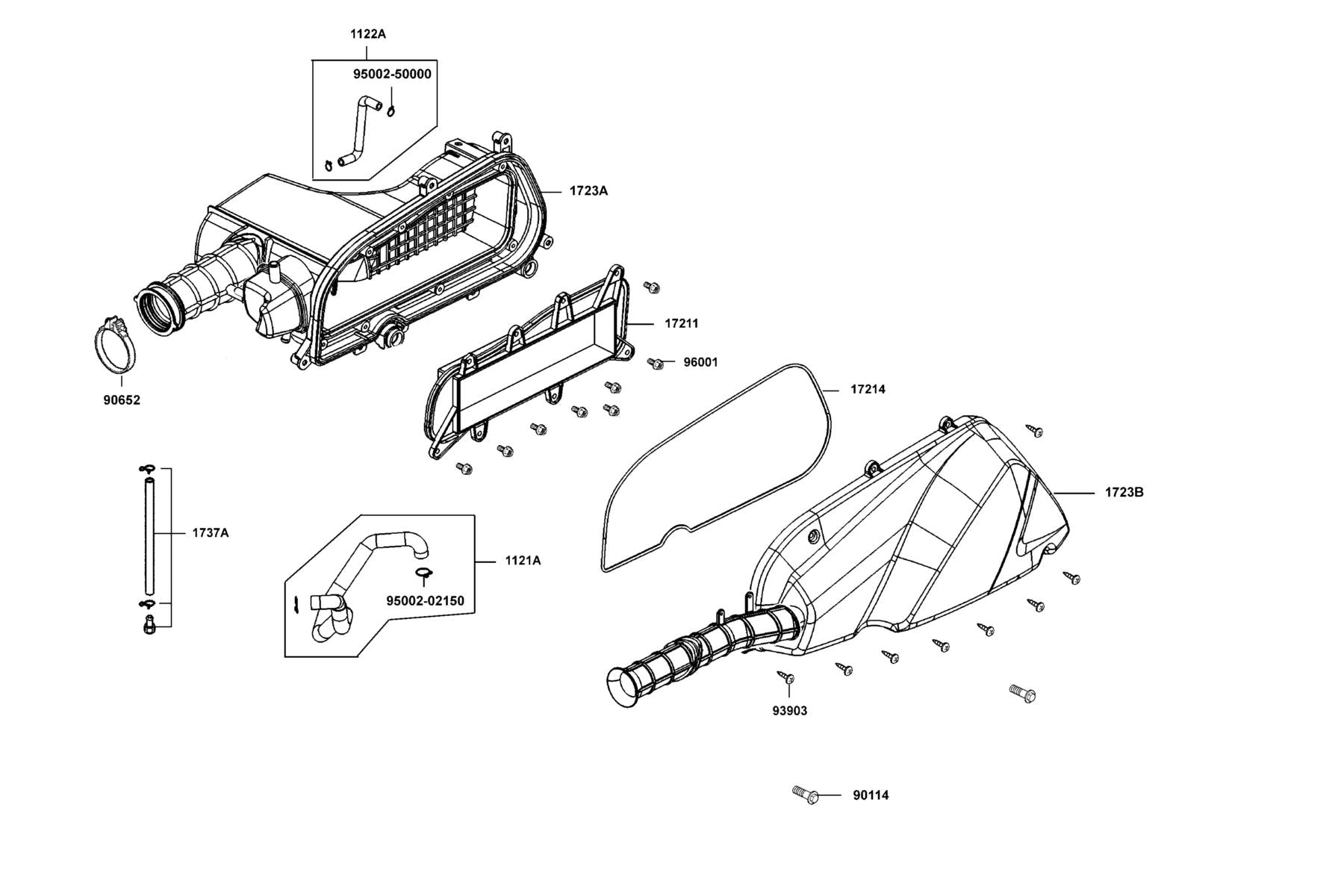 V Tube Assy — 1737A-KUDU-900 — KYMCO exploded-view diagram