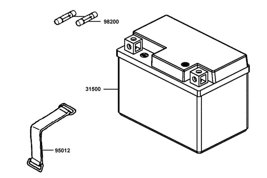 Battery YTX9-BS — 31500-KFAF-EZ0 — KYMCO exploded-view diagram