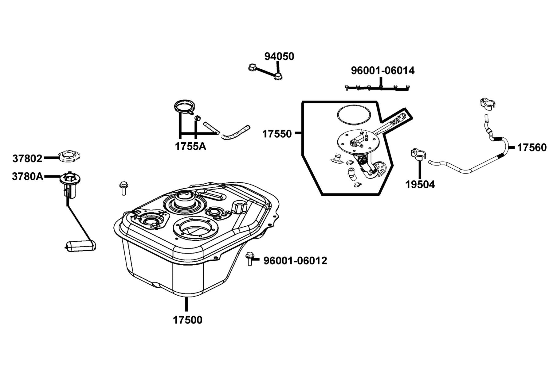 Tank Comp Fuel — 17500-LGS6-M30 — KYMCO exploded-view diagram