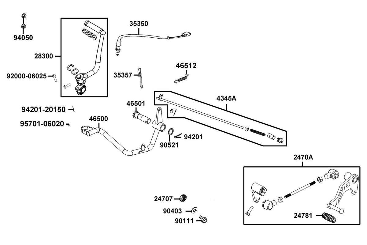 KYMCO Starter Kick exploded-view diagram, K-Pipe 125