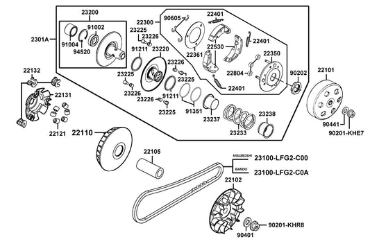 Seal Driven Face — 91211-KHE7-900 — KYMCO exploded-view diagram