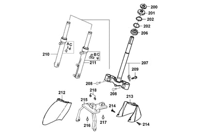 KYMCO Front Fork exploded-view diagram, Filly 50
