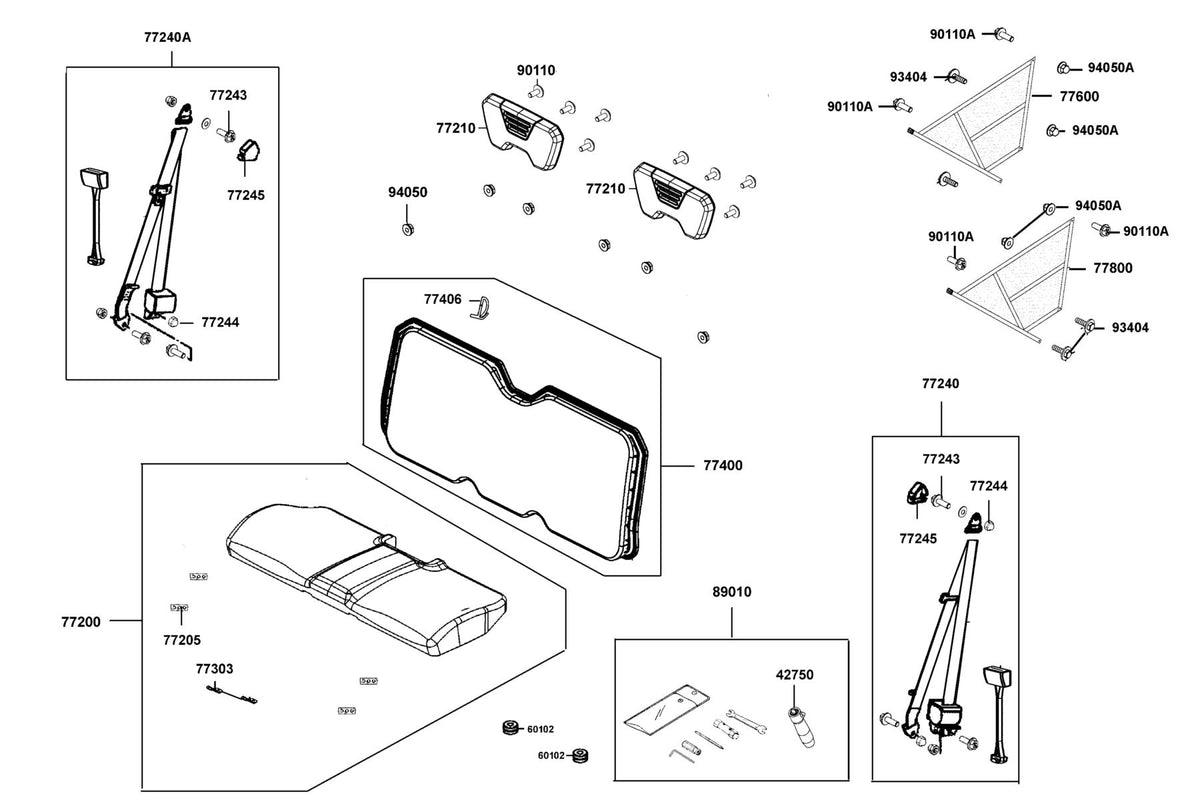 KYMCO Seat Assy exploded-view diagram, UXV 450