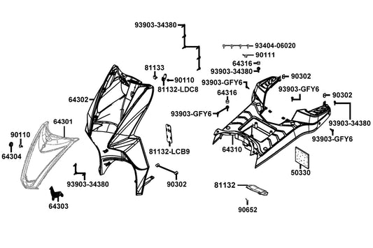 Clip Mudguard — 90652-LFB5-C00 — KYMCO exploded-view diagram